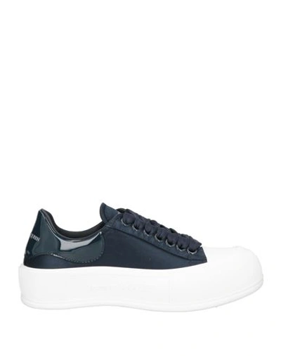 Shop Alexander Mcqueen Woman Sneakers Midnight Blue Size 5 Textile Fibers, Soft Leather