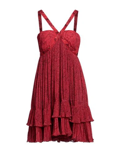 Shop Etro Woman Mini Dress Red Size 6 Polyester