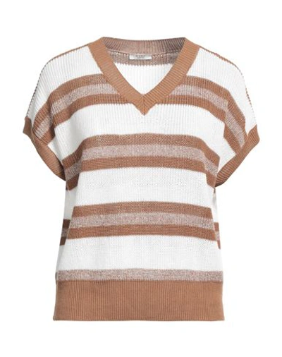 Shop Peserico Woman Sweater Brown Size 6 Linen, Cotton
