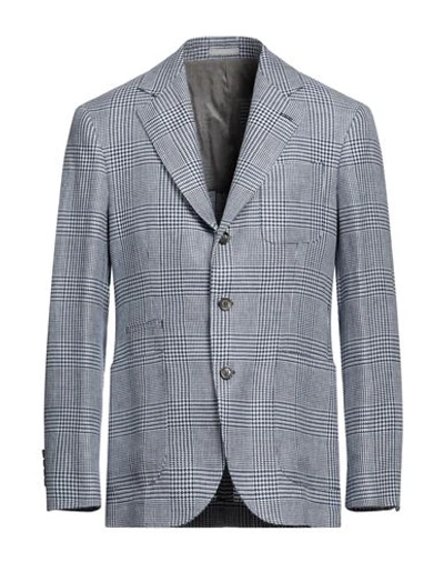 Shop Brunello Cucinelli Man Blazer Navy Blue Size 40 Linen, Wool, Silk