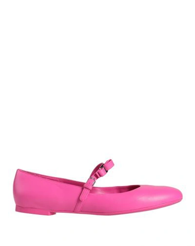 Shop Ferragamo Woman Ballet Flats Fuchsia Size 10 Lambskin In Pink