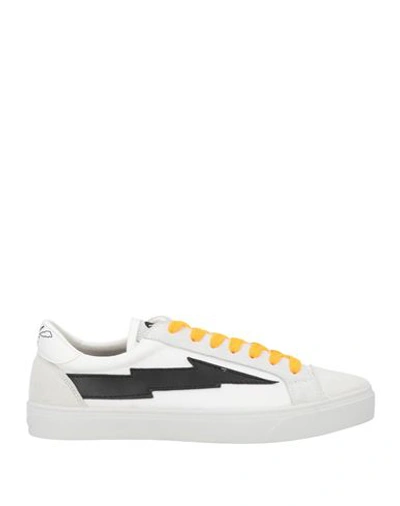 Sanyako Sneaker In White Cotton And Suede With Box Sole In Grey