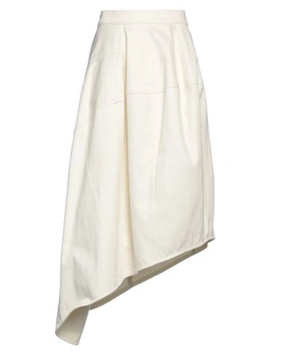 Shop Alexander Mcqueen Woman Denim Skirt Off White Size 8 Cotton, Sheepskin