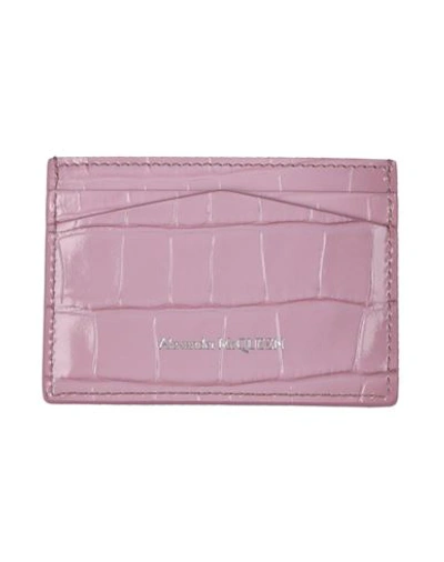 Shop Alexander Mcqueen Woman Document Holder Pink Size - Soft Leather