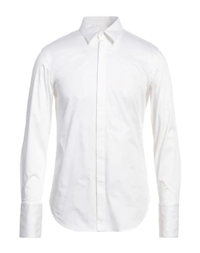 Shop Ferragamo Man Shirt Ivory Size L Cotton, Elastane In White