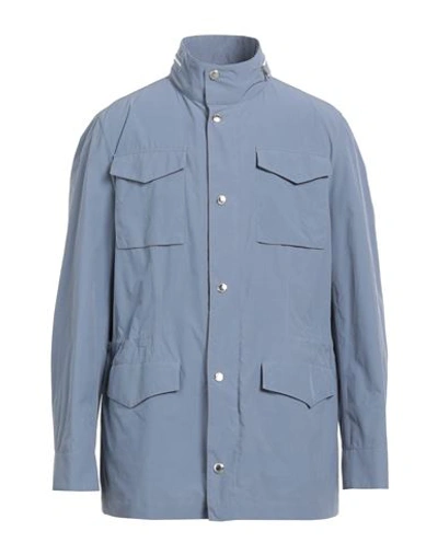 Shop Brunello Cucinelli Man Jacket Light Blue Size 42 Polyester, Polyamide