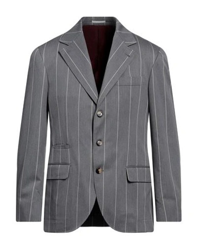 Shop Brunello Cucinelli Man Blazer Grey Size 40 Wool, Cotton