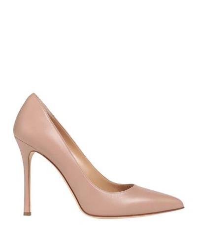 Shop Sergio Rossi Woman Pumps Blush Size 11 Leather In Pink
