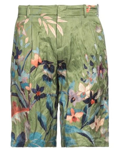 Shop Etro Man Shorts & Bermuda Shorts Military Green Size 38 Viscose, Cotton, Metallic Fiber