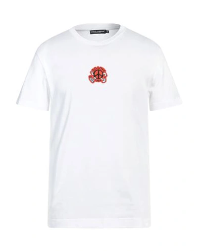 Shop Dolce & Gabbana Man T-shirt White Size 40 Cotton, Viscose, Polyester