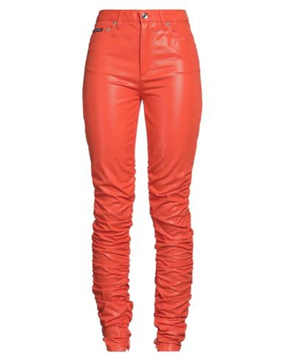 Shop Dolce & Gabbana Woman Pants Orange Size 10 Cotton