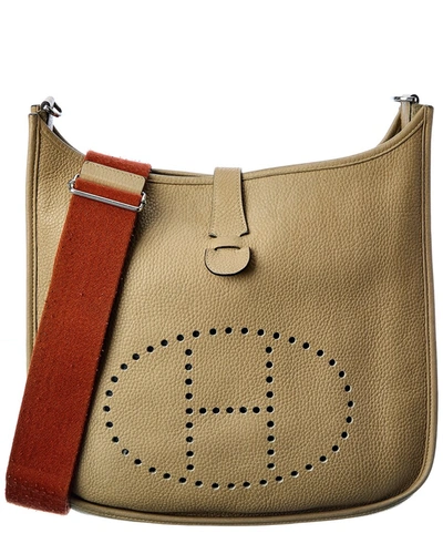 Shop Hermes Neutral Clemence Leather Evelyne Iii Gm (authentic ) In Beige