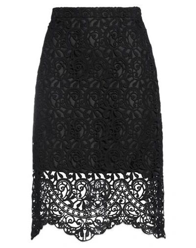 Shop Burberry Woman Midi Skirt Black Size 8 Cotton, Polyester