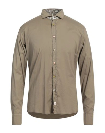 Shop Panama Man Shirt Khaki Size M Cotton, Elastane In Beige