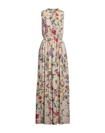 Shop Mary Katrantzou Woman Maxi Dress Beige Size 12 Silk