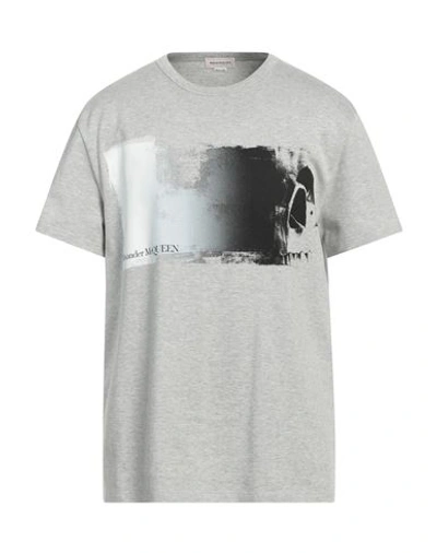 Shop Alexander Mcqueen Man T-shirt Light Grey Size Xl Cotton