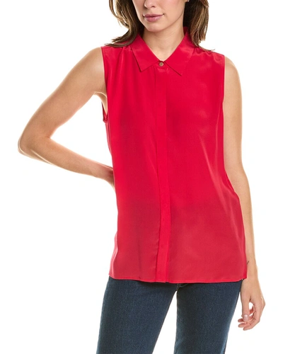 Shop Donna Karan Sleeveless Silk Blouse In Red