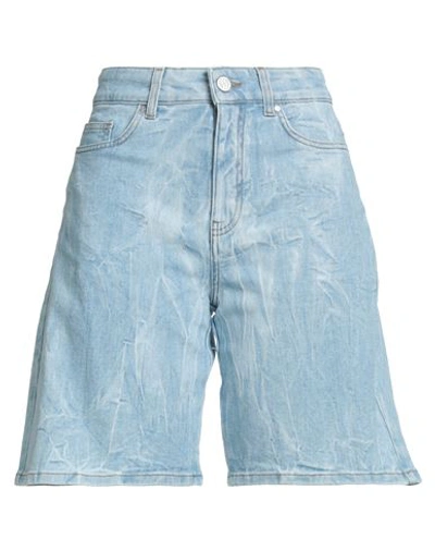 Shop Stella Mccartney Woman Denim Shorts Blue Size 28 Cotton, Elastane
