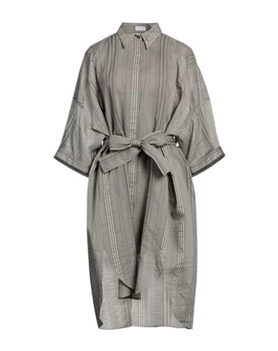 Shop Brunello Cucinelli Woman Midi Dress Grey Size M Cotton, Silk