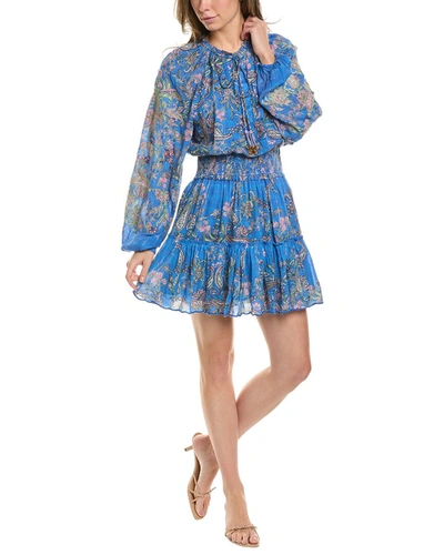Shop Hemant & Nandita Smocked Waist Mini Dress In Blue