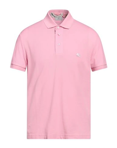 Shop Etro Man Polo Shirt Pink Size L Cotton