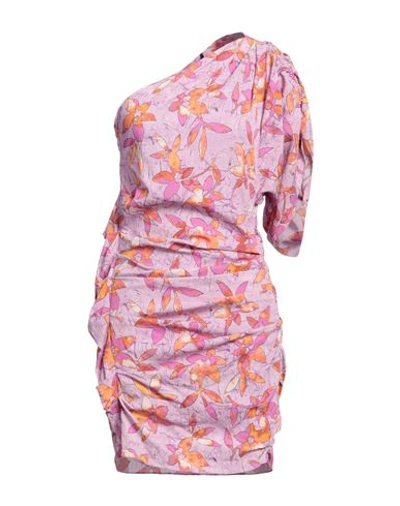 Isabel Marant Solenne One-shoulder Ruched Floral-print Stretch-crepe Mini Dress In Purple