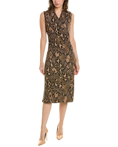 Shop Donna Karan Jersey Surplice Sleeveless Midi Dress In Multi