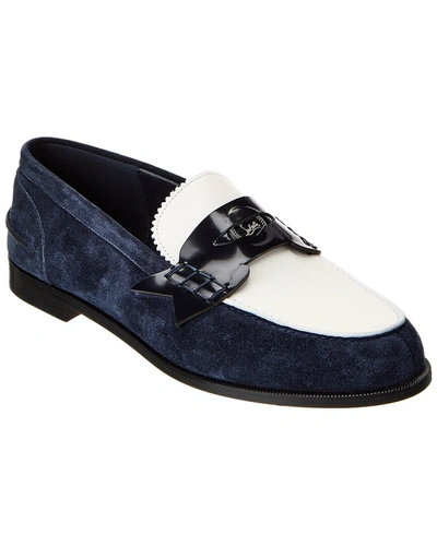 Shop Christian Louboutin Suede & Leather Penny Loafer In Blue