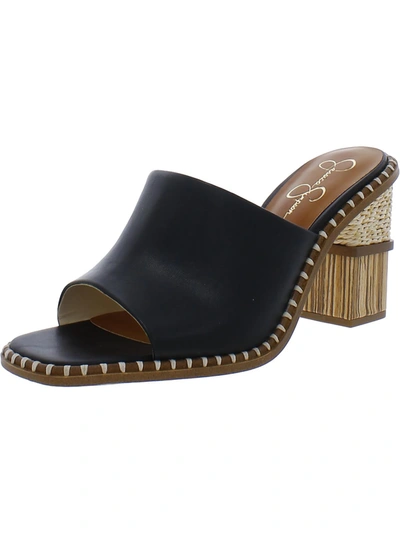 Shop Jessica Simpson Lendrila Womens Leather Slip-on Heels In Black