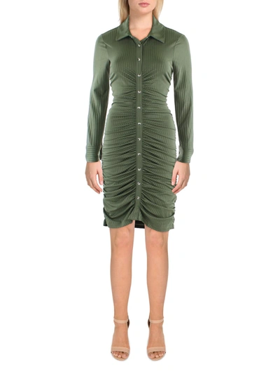 Shop Veronica Beard Davila Womens Shadow Stripe Ruched Sheath Dress In Green