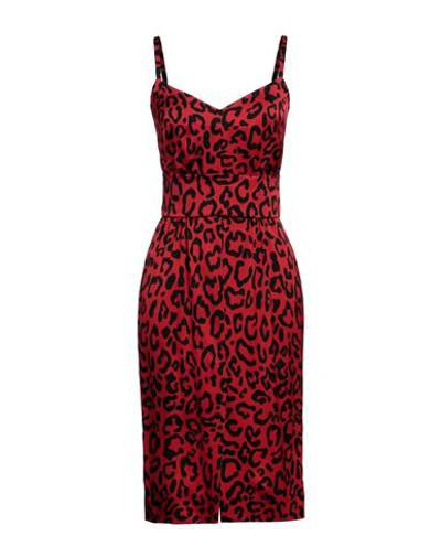 Dolce & Gabbana Woman Midi Dress Red Size 4 Silk, Elastane In Red