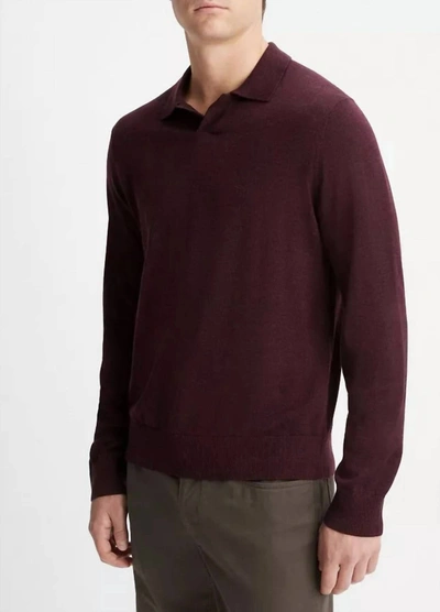 Shop Vince Merino Wool Long-sleeve Johnny Collar Shirt In Heather Pino Vino In Multi