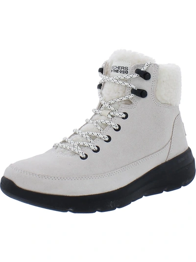 Shop Skechers Glacial Ultra - Wood Womens Suede Faux Fur Lined Winter & Snow Boots In White