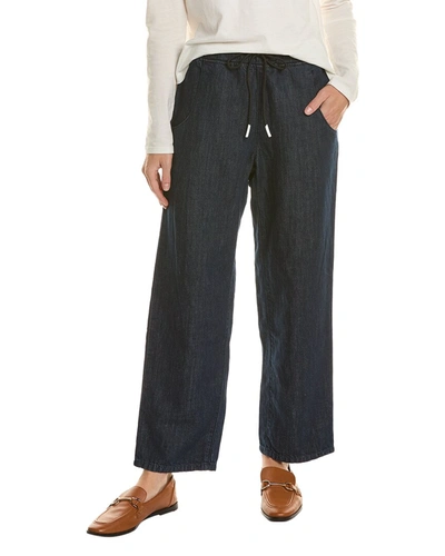 Shop Askk Ny Indigo Linen Lazy Jack Linen-blend Pant In Multi