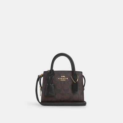 Shop Coach Outlet Andrea Mini Carryall In Signature Canvas In Brown