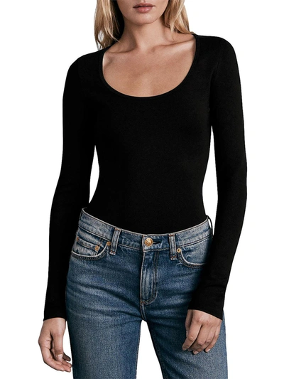 Shop Rag & Bone Lily Womens Scoopneck Thong Bodysuit In Black