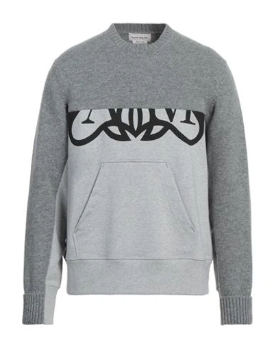 Shop Alexander Mcqueen Man Sweatshirt Grey Size L Wool, Cotton