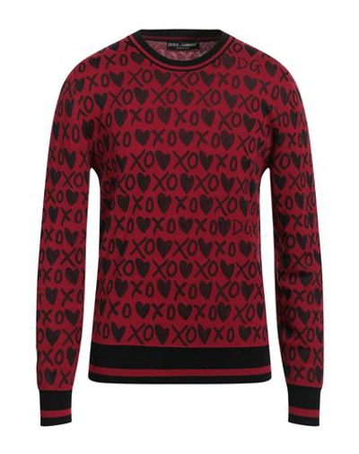 Shop Dolce & Gabbana Man Sweater Burgundy Size 44 Virgin Wool, Polyester, Polyamide In Red