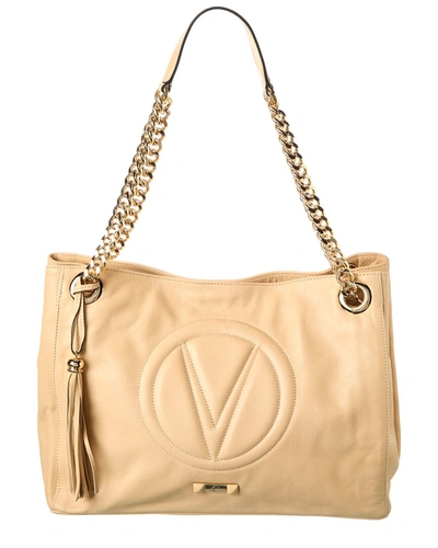 Shop Valentino By Mario Valentino Verra Signature Leather Shoulder Bag In Beige