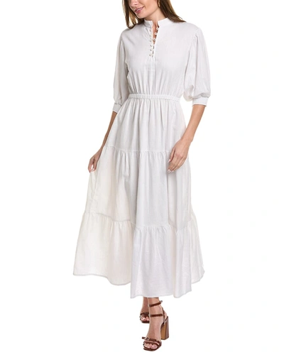 Shop Sole Roma Linen-blend Maxi Dress In White