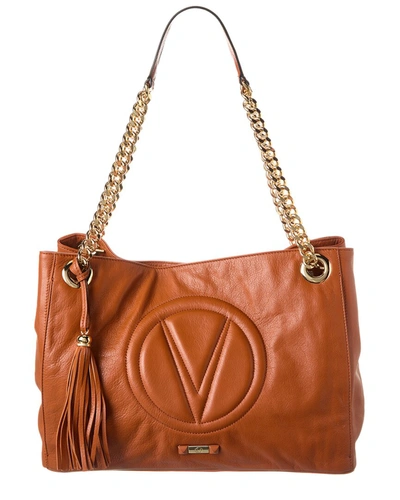 Shop Valentino By Mario Valentino Verra Signature Leather Shoulder Bag In Brown