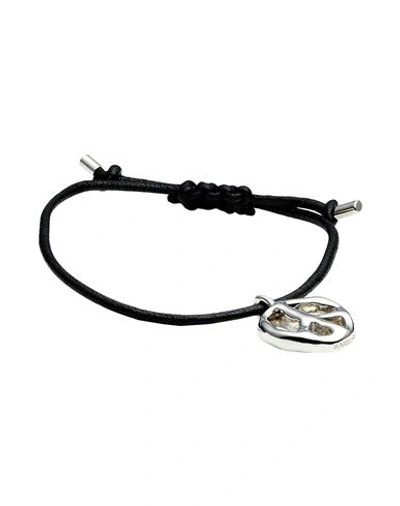 Shop Ambush Man Bracelet Black Size - Soft Leather, 925/1000 Silver