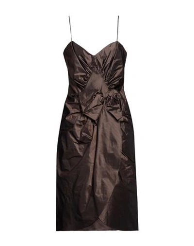 Shop Maison Margiela Woman Midi Dress Brown Size 6 Silk