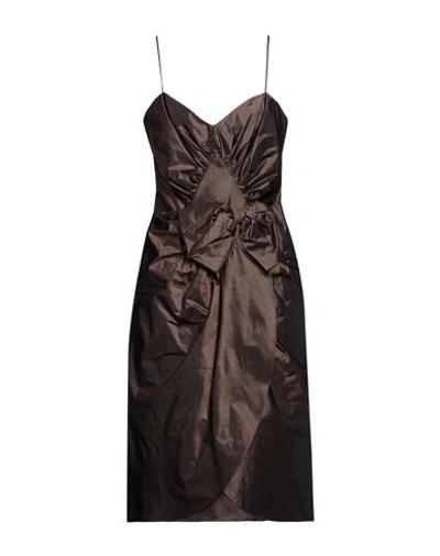 Maison Margiela Woman Midi Dress Brown Size 6 Silk In Brown