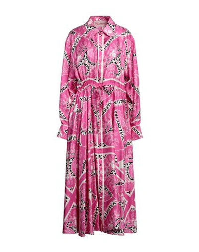 Shop Valentino Garavani Woman Midi Dress Magenta Size 6 Silk