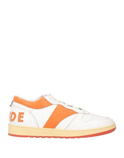 Shop Rhude Man Sneakers Orange Size 10 Soft Leather