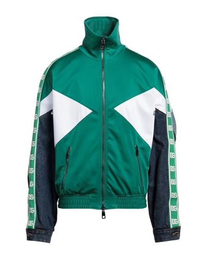 Shop Dolce & Gabbana Man Jacket Green Size Xl Polyester, Cotton