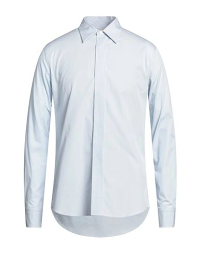 Shop Alexander Mcqueen Man Shirt Sky Blue Size 17 Cotton