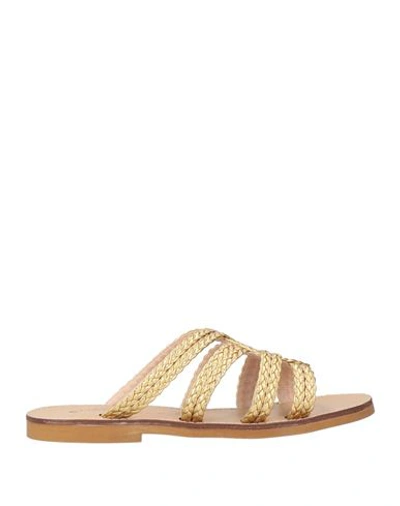Chatulle Woman Sandals Gold Size 10 Textile Fibers In Gold