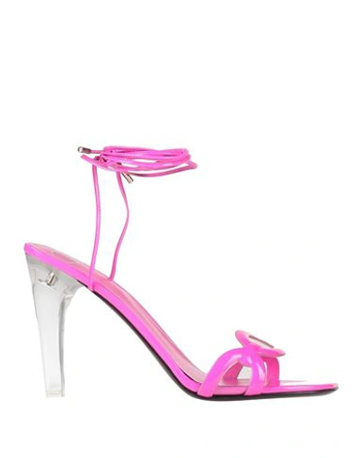 Shop Valentino Garavani Woman Sandals Fuchsia Size 8 Leather, Plastic In Pink